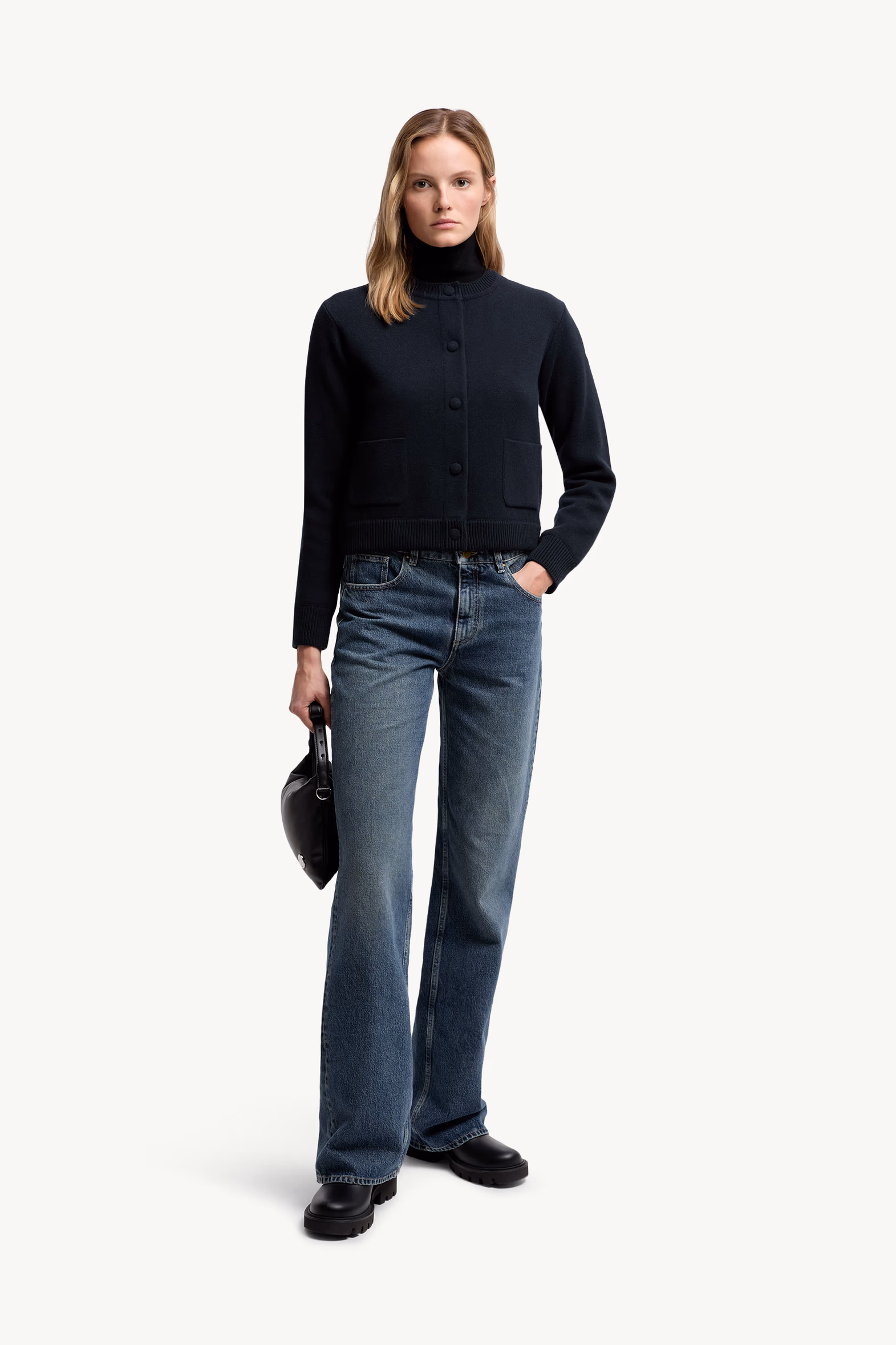 Padded Wool Cardigan Women Navy Blue Moncler 0